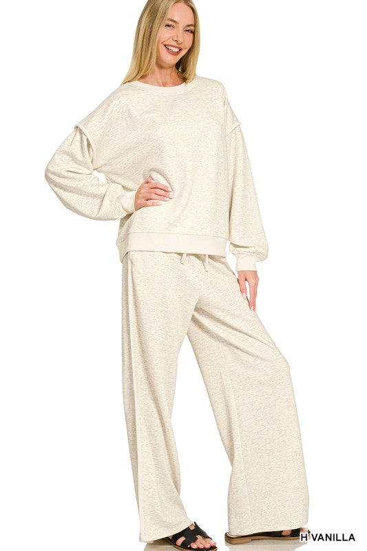 Heather Vanilla Scuba Sweatshirt & Pants Set
