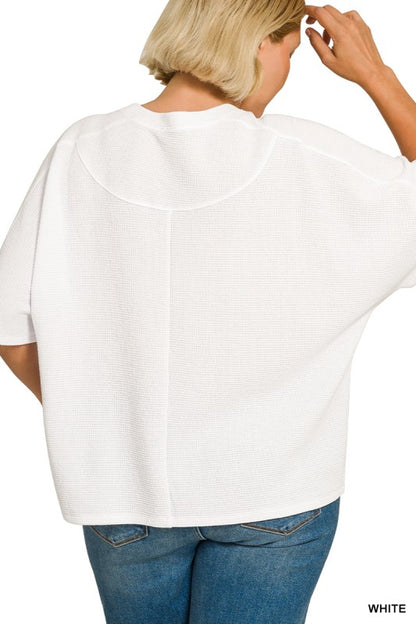 White Knit Short Sleeve Top - Plus