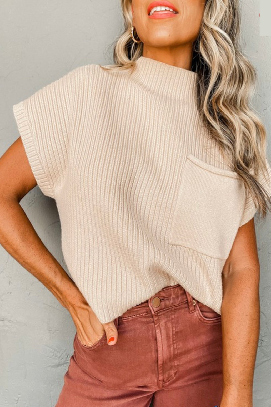 Ivory Short Sleeve Sweater