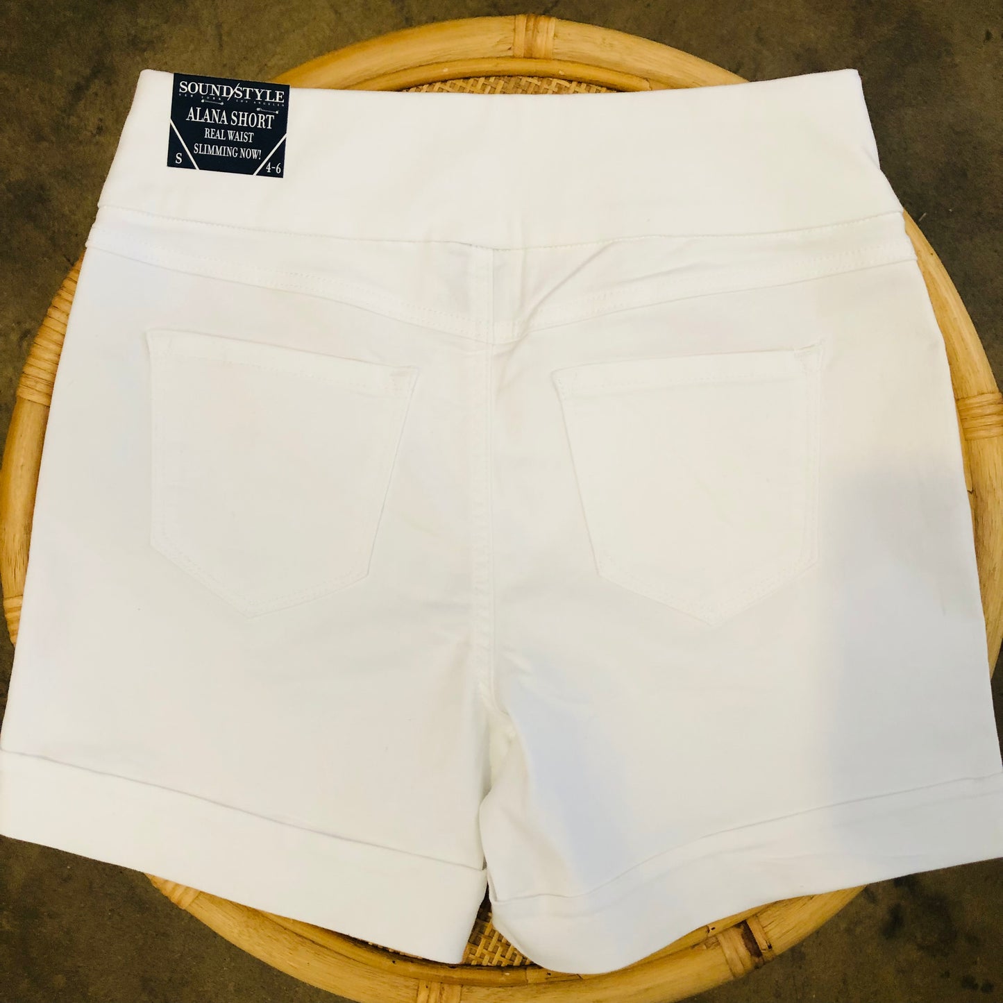 White Denim Pull On Slimming Shorts