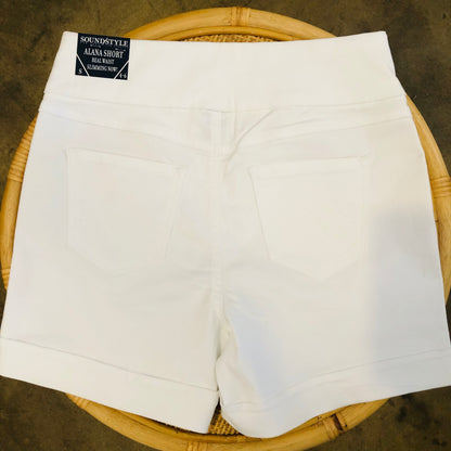 White Denim Pull On Slimming Shorts
