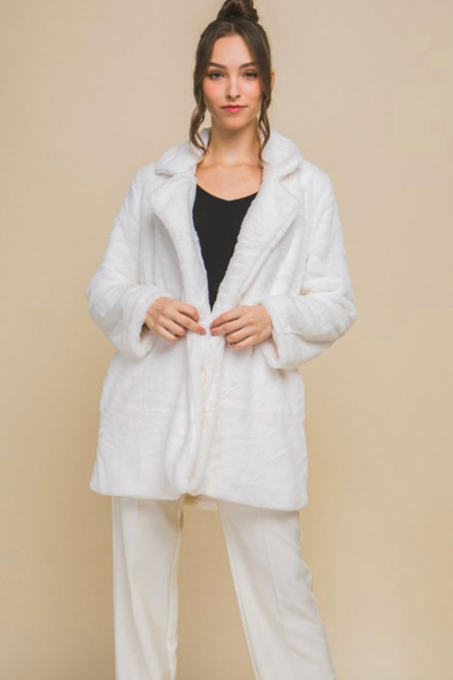 Woven Solid Teddy Collar Coat