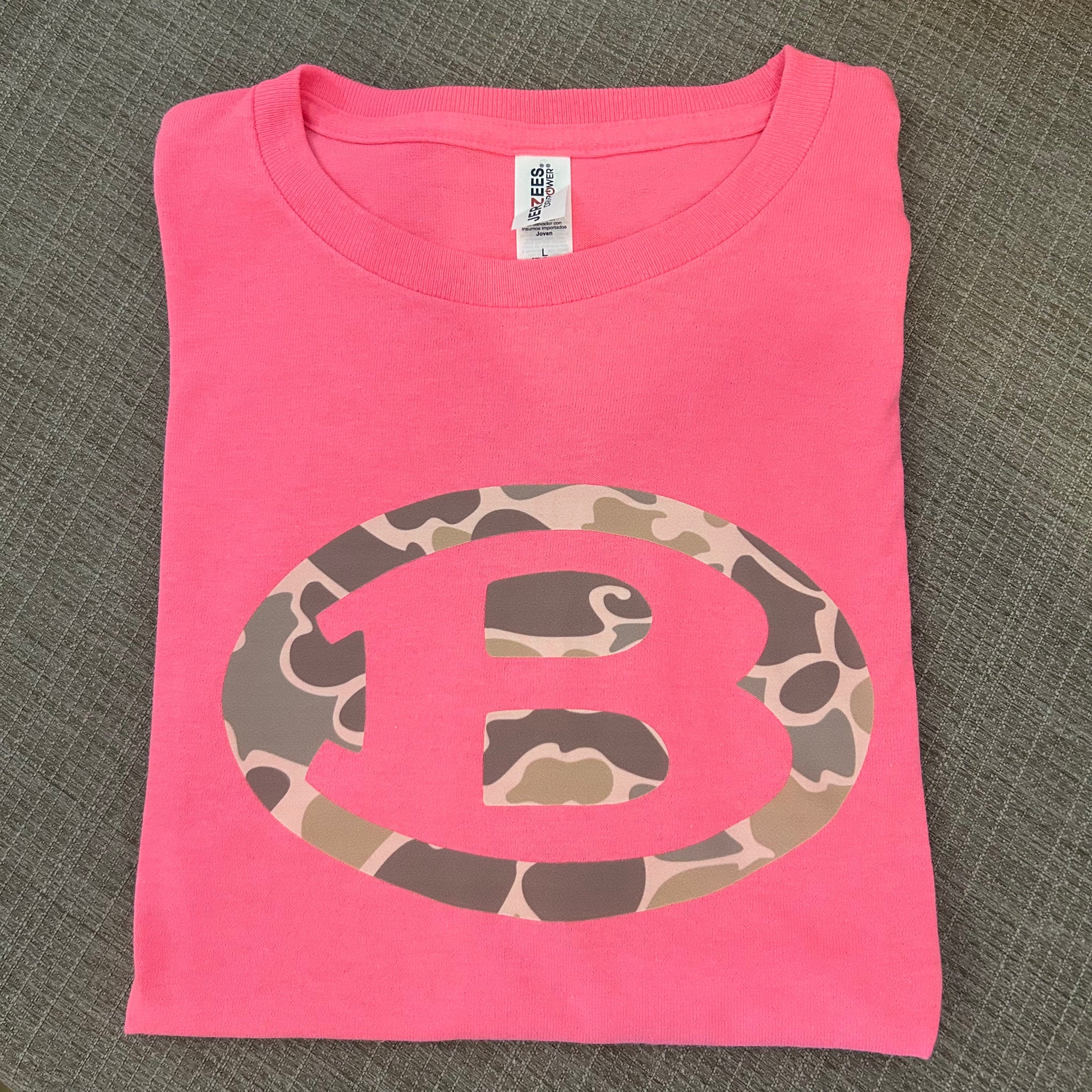 Neon Pink Short Sleeve Jerzees Camo B Tshirt