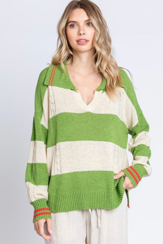 Green & Red Stripe Sweater