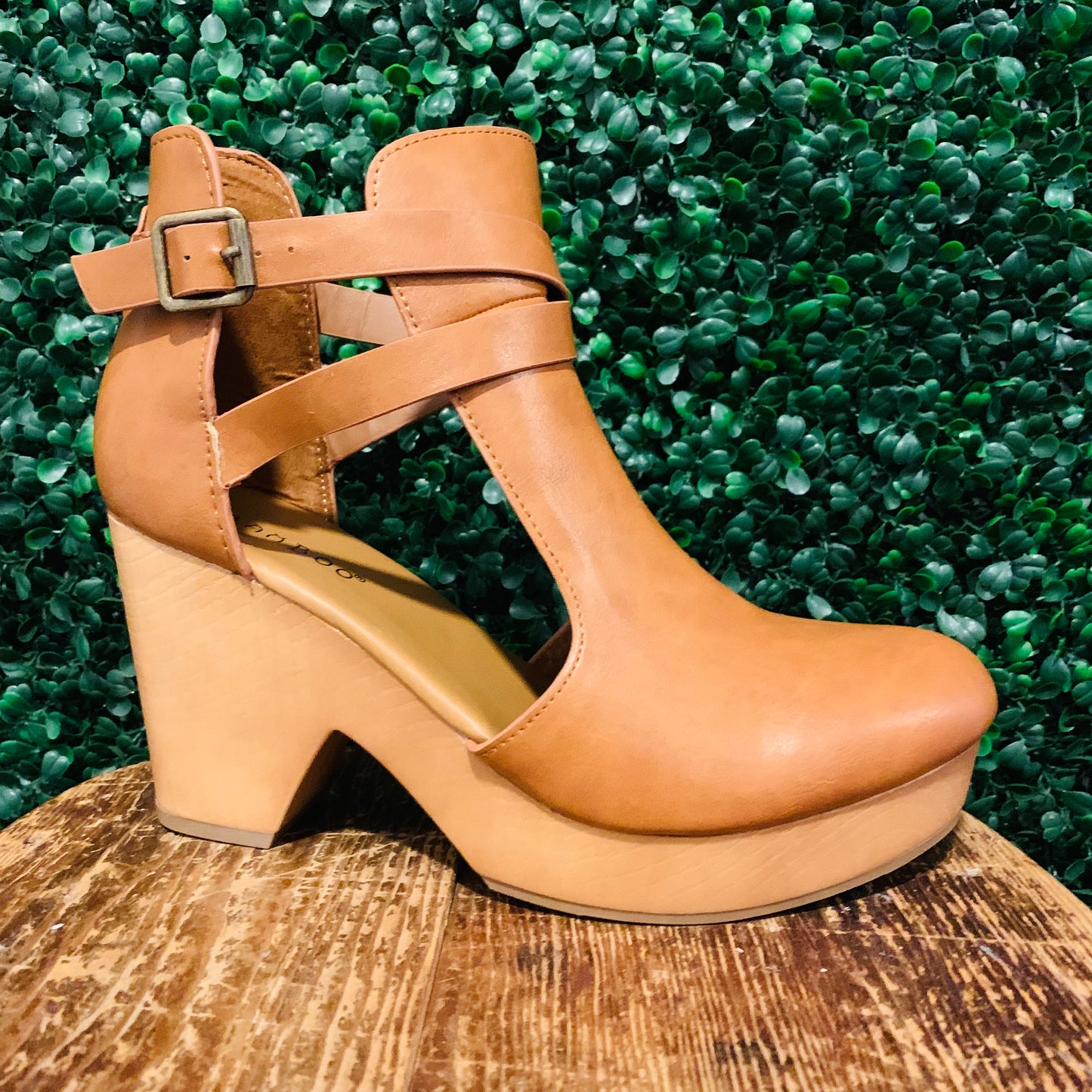 Tan Buckle Strap Heels