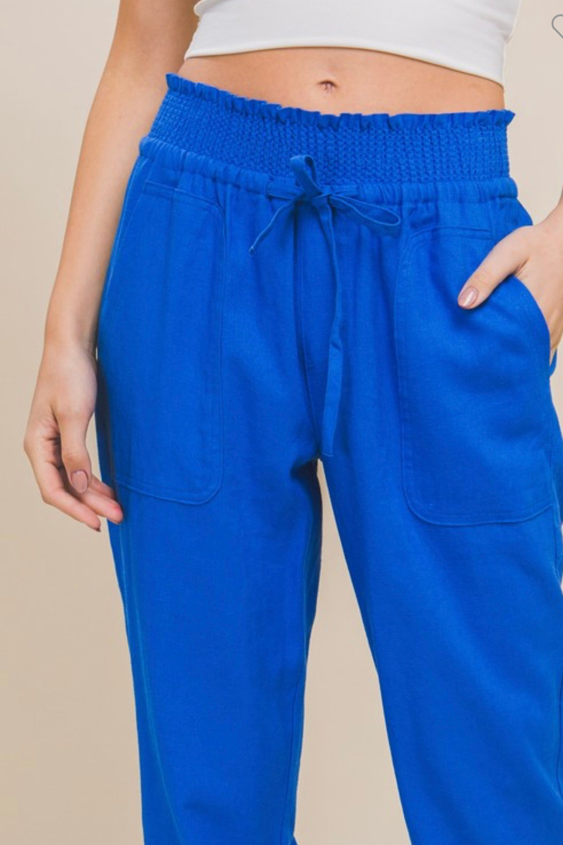 Royal Blue Linen Jogger Pants