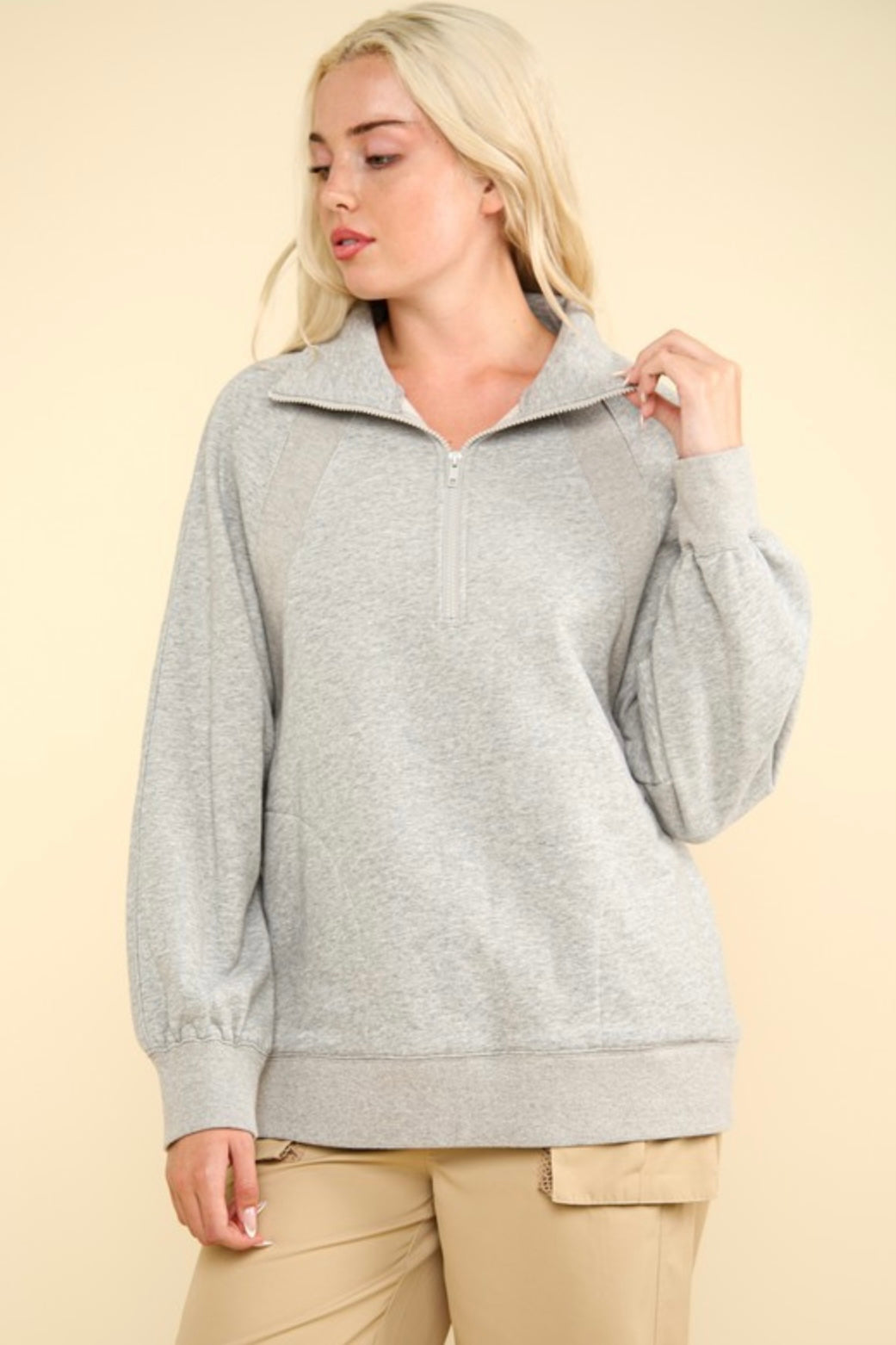 Heather Gray Half Zip Top - Plus