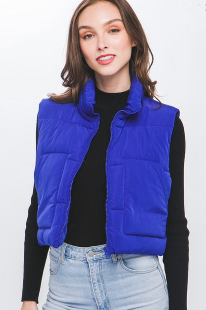 Cropped Puffer Vest with Pockets