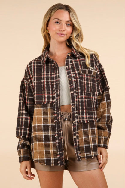 Brown Waffle Plaid Shacket