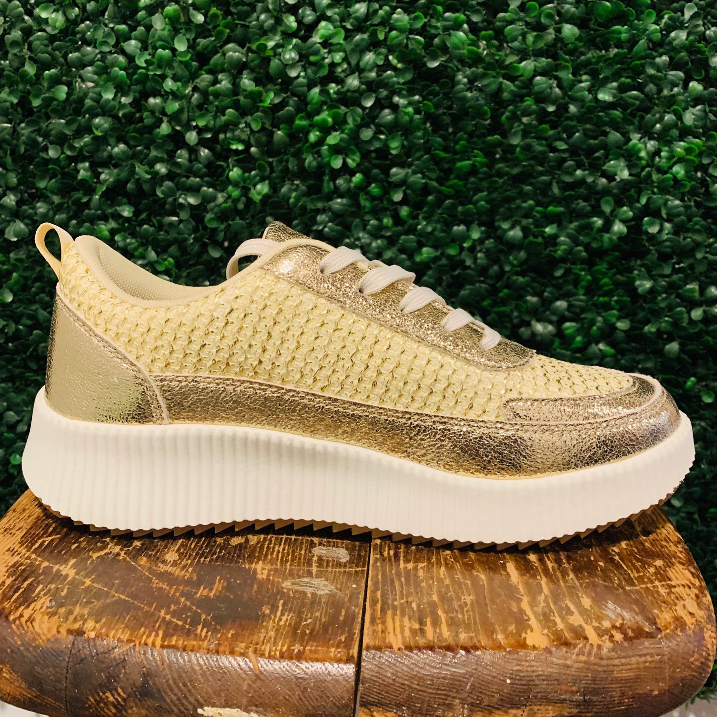Gold Crochet Sneakers