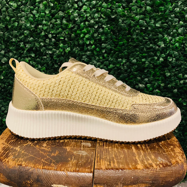 Gold Crochet Sneakers