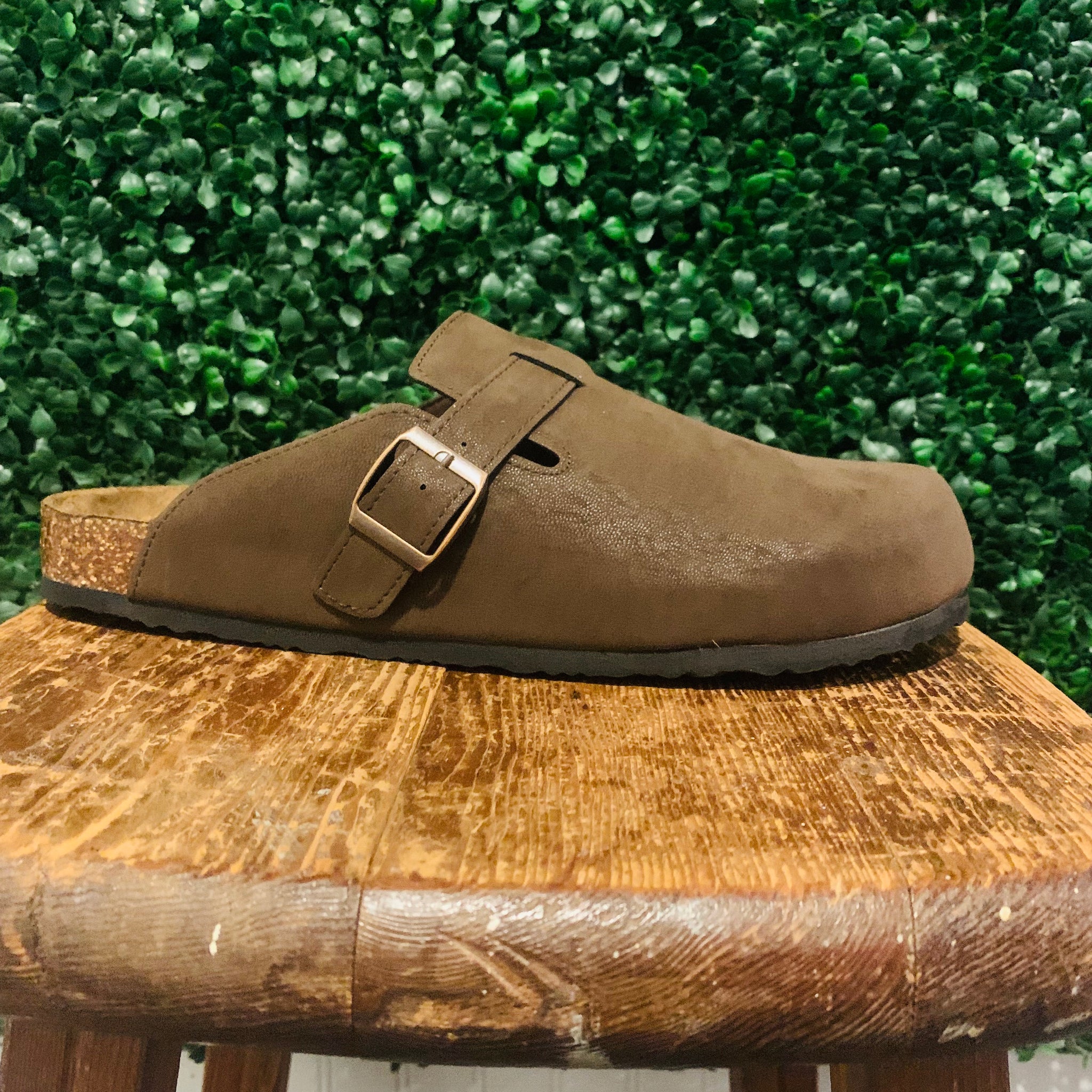 Flat Sueded Buckle Clog