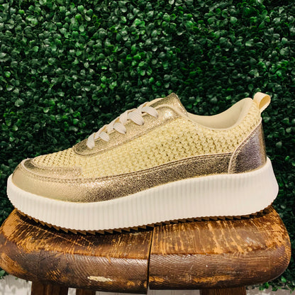 Gold Crochet Sneakers