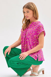 Pink Floral Short Sleeve Top