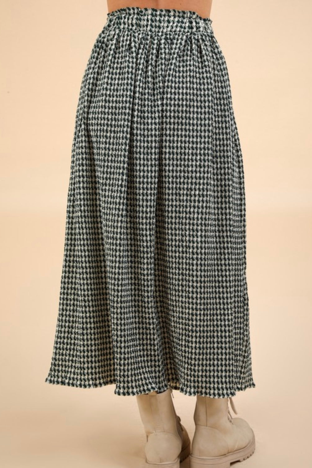 Hunter Green Check Maxi Skirt
