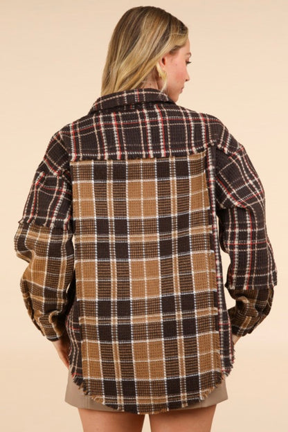 Brown Waffle Plaid Shacket