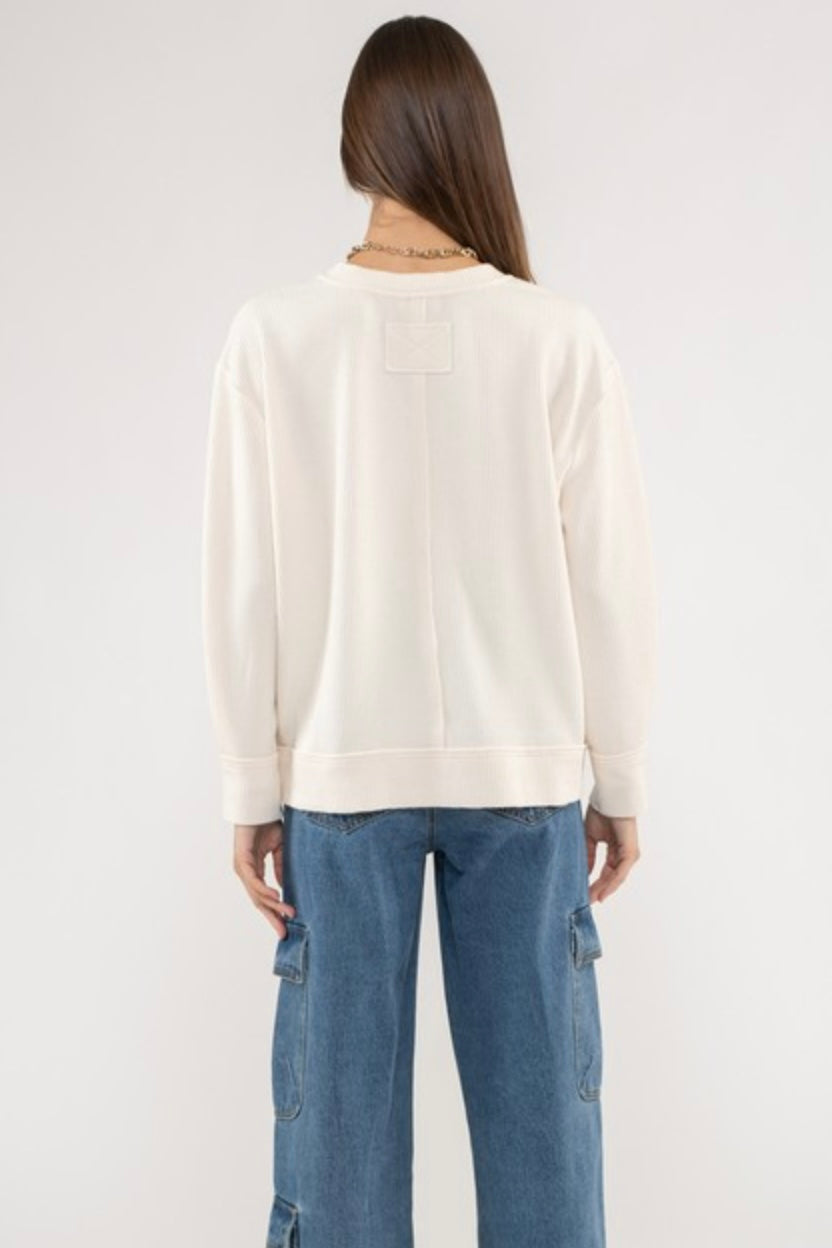 Cream Rib Knit Top