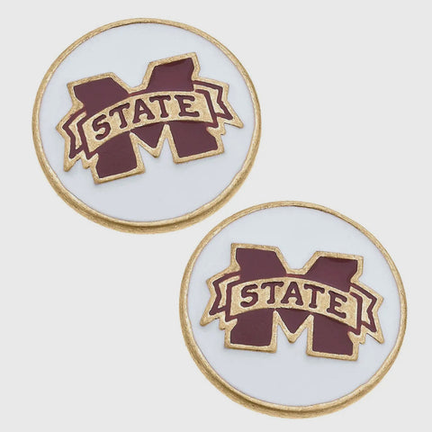 Mississippi State Bulldogs Enamel Disc Stud Earrings