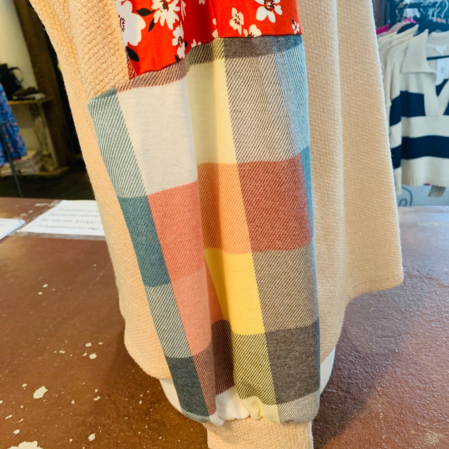 Rust Floral & Plaid Oatmeal Top