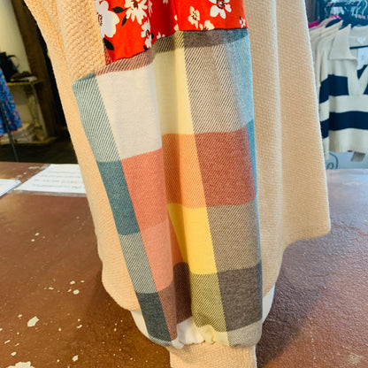 Rust Floral & Plaid Oatmeal Top