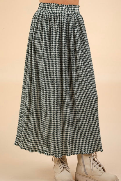 Hunter Green Check Maxi Skirt