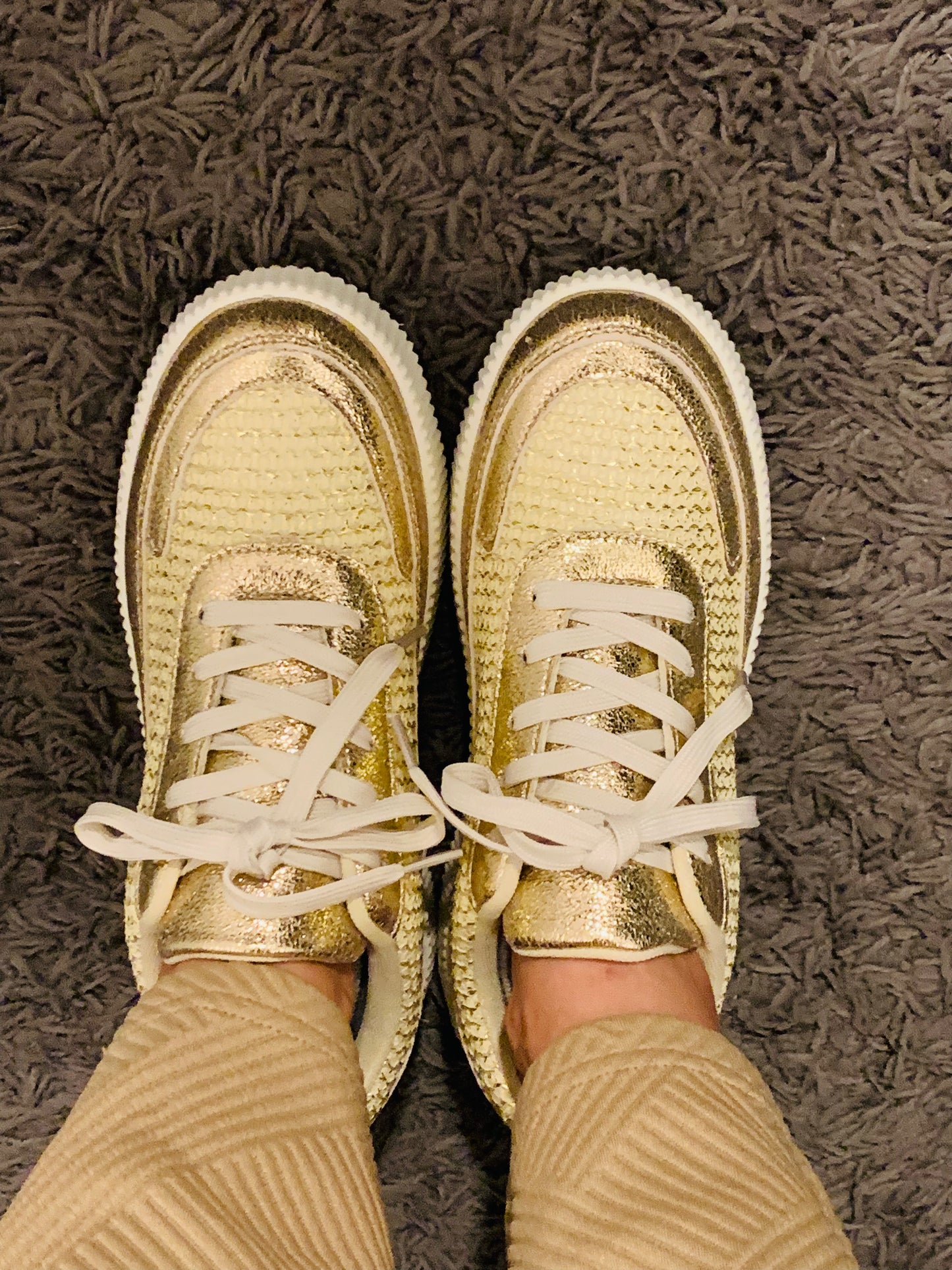 Gold Crochet Sneakers