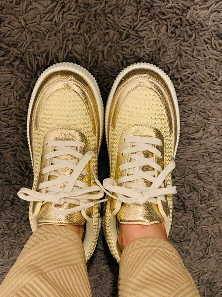 Gold Crochet Sneakers