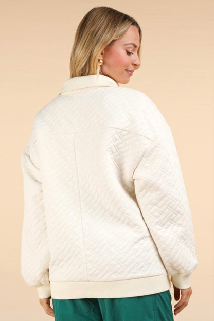 Cream Quilted Pullover- Plus