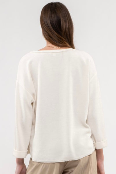 Ivory 3/4 Sleeve Knit Top
