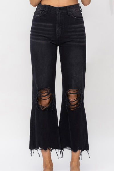 Black Vervet Vintage Crop Flare Jeans
