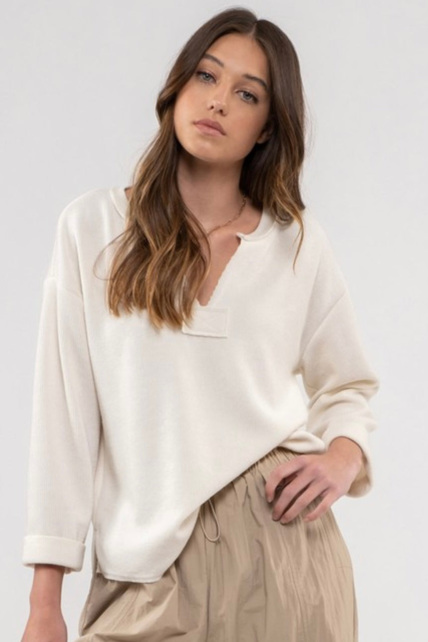 Ivory 3/4 Sleeve Knit Top