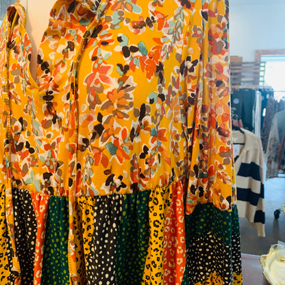 Mustard Mix Bubble Sleeve Top