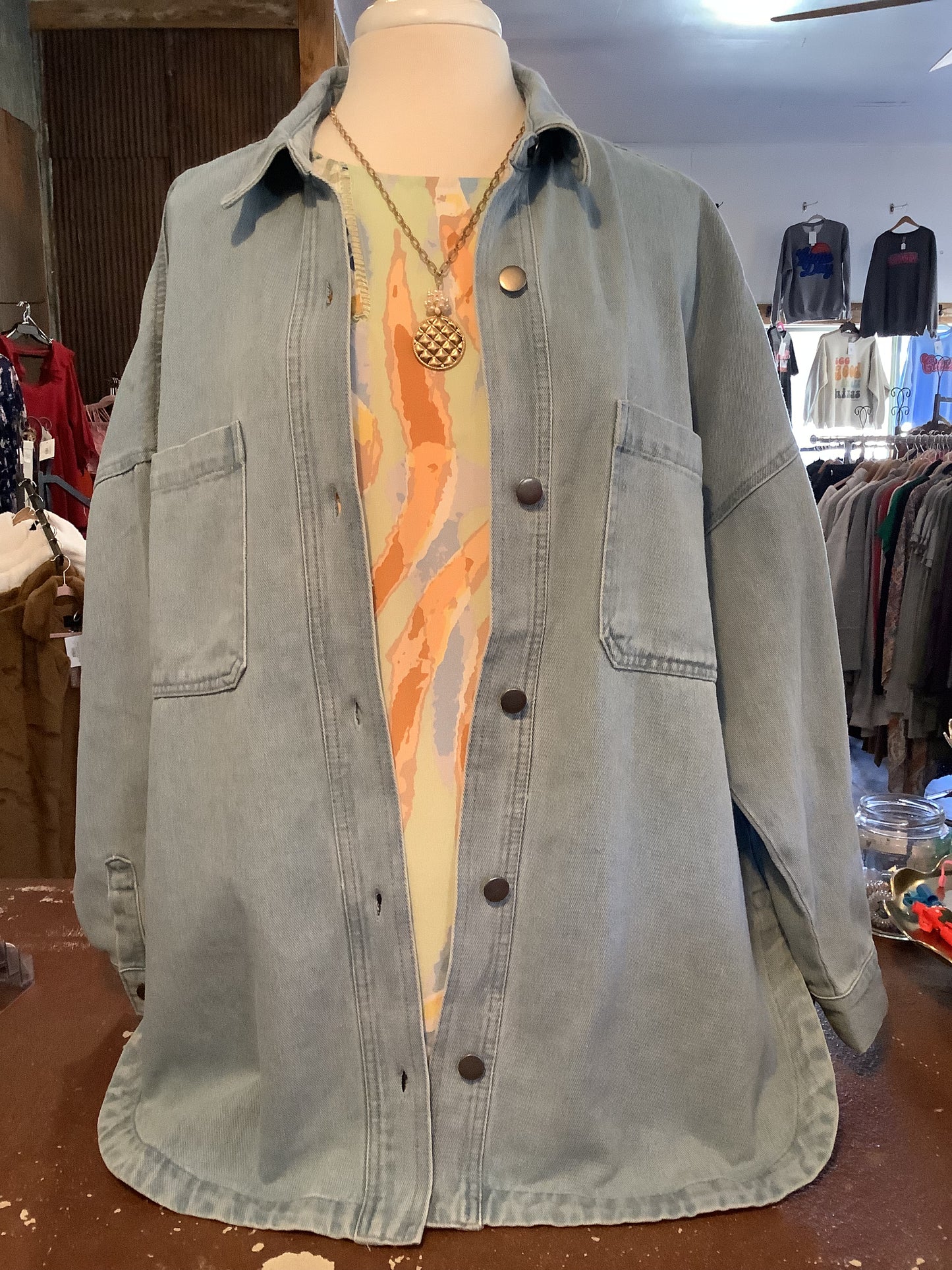 Light Denim Shacket - Plus
