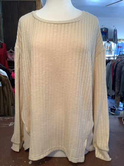 Cream Rib Knit Top - Plus