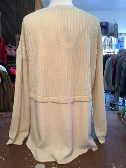 Cream Rib Knit Top - Plus