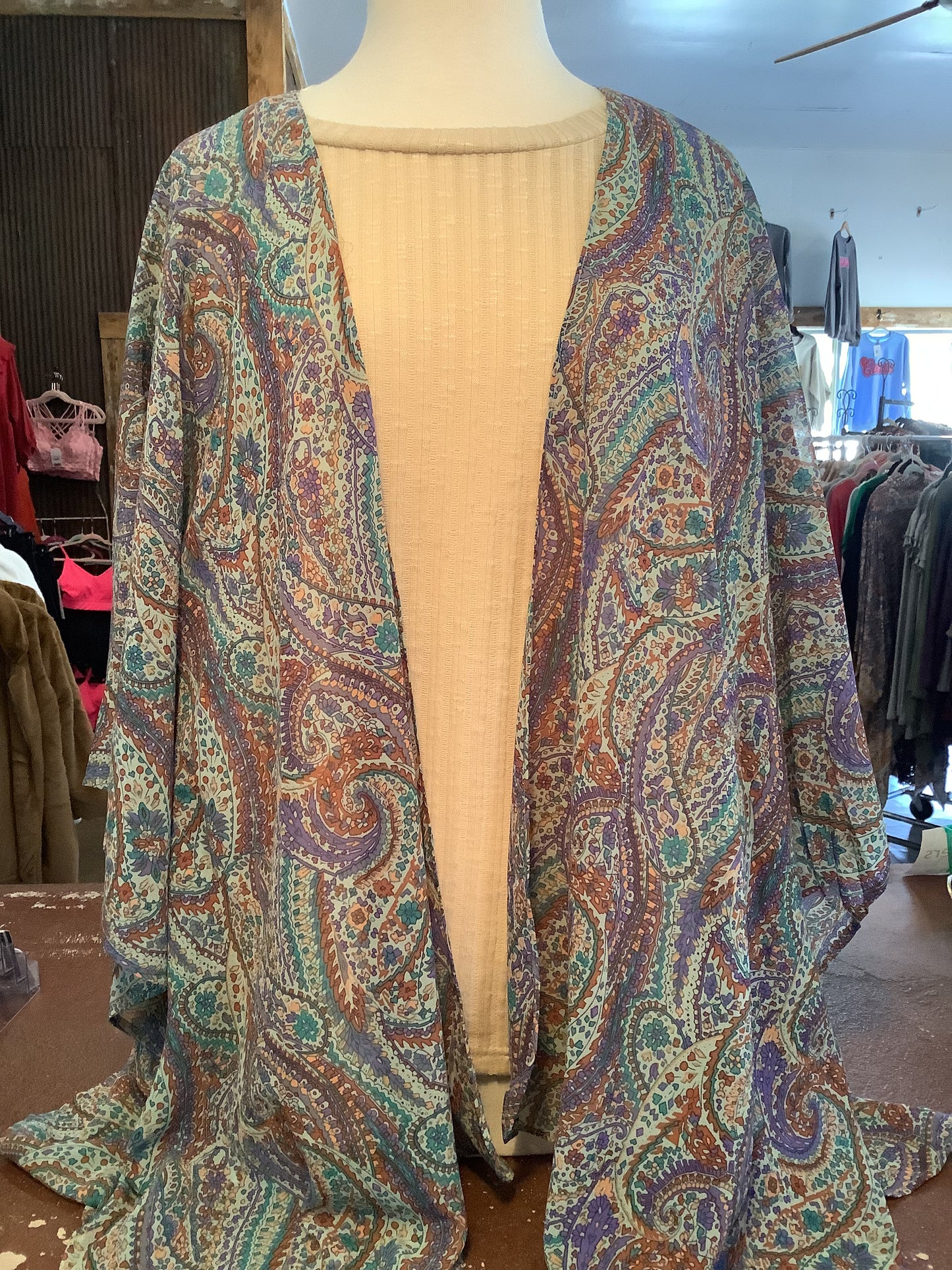 Mint Paisley Kimono - Plus
