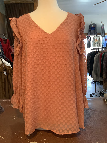 Light Sienna Ruffle Dot Top - Plus