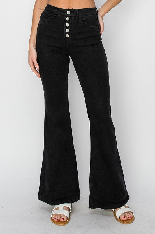 Black High Rise Flare Jeans
