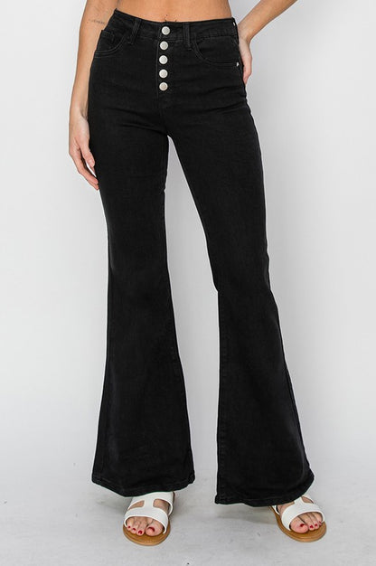 Black High Rise Flare Jeans
