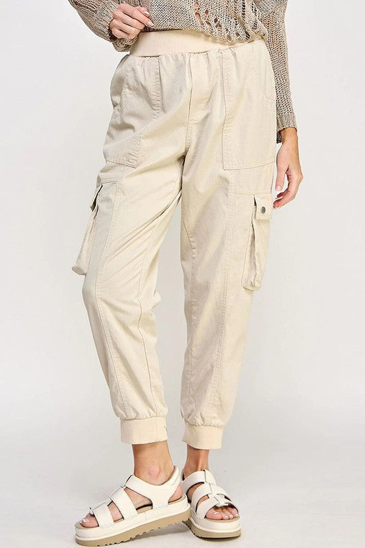 Beige Cargo Joggers