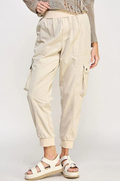 Beige Cargo Joggers