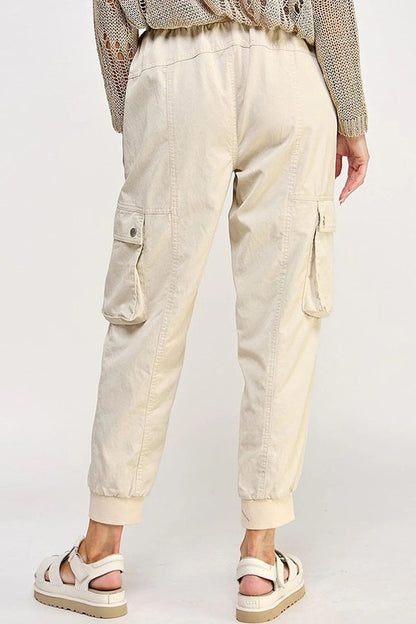 Beige Cargo Joggers