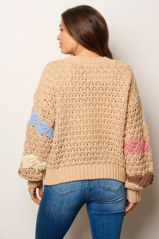 Taupe Colorblock Sweater Cardigan