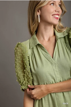 Sage Green Linen Midi Dress