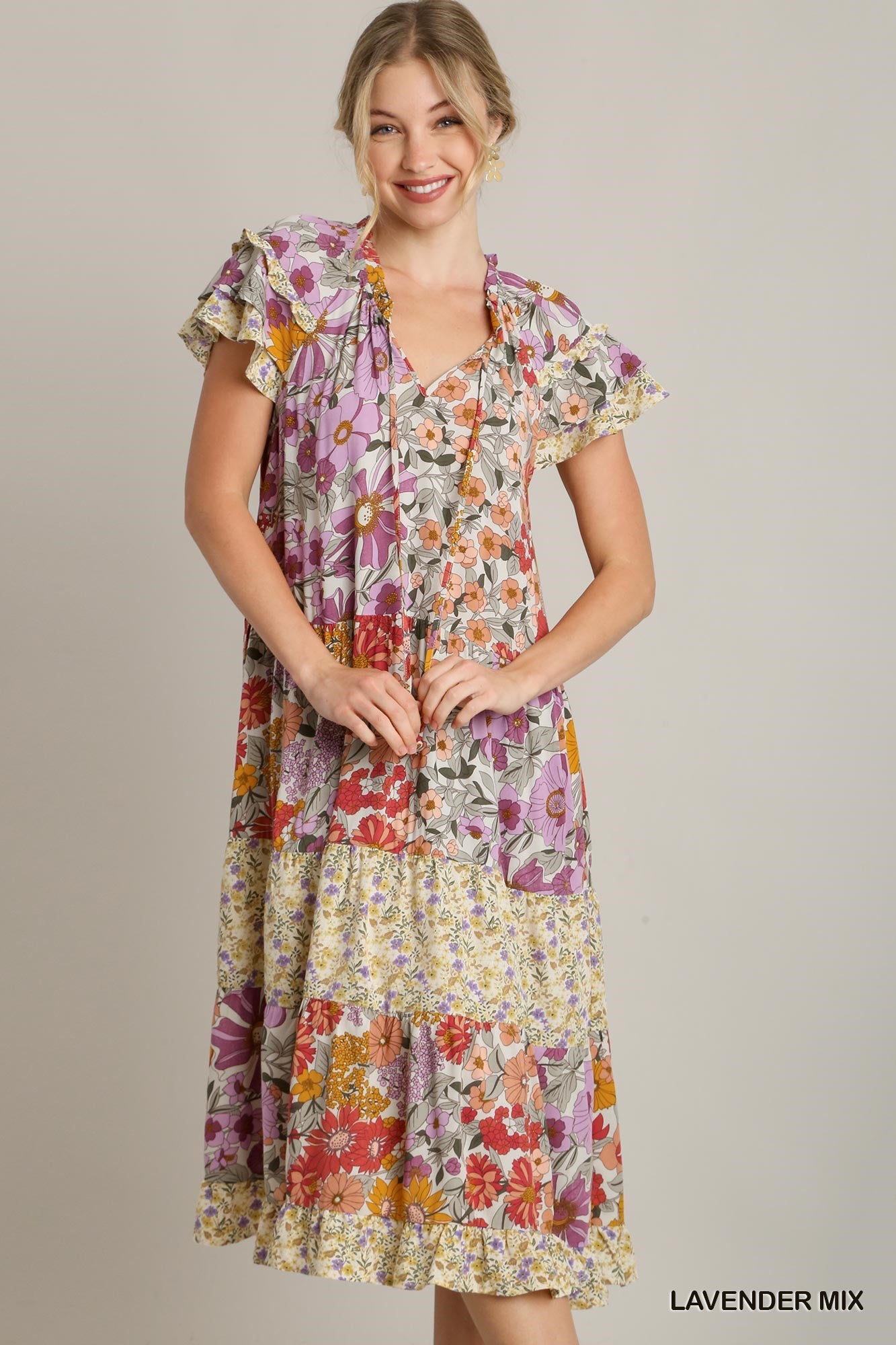 Lavender Floral Midi Dress