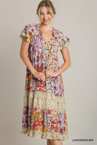 Lavender Floral Midi Dress