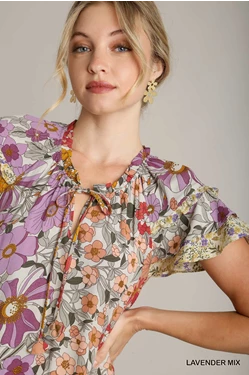 Lavender Floral Midi Dress