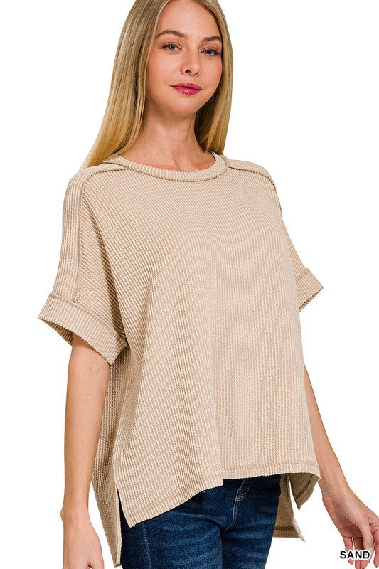 Sand Corded Rib Top