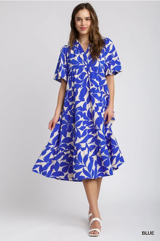 Royal Blue Two Tone Midi Dress