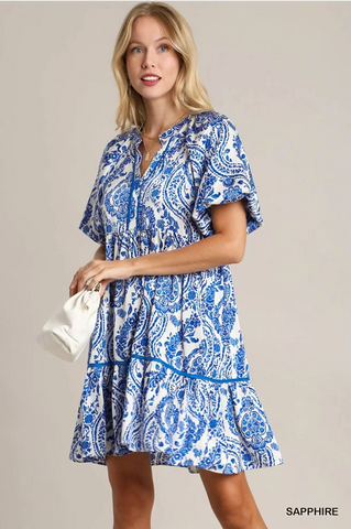 Royal Blue Paisley Dress